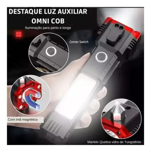 Linterna Táctica  De Seguridad 4 EN 1