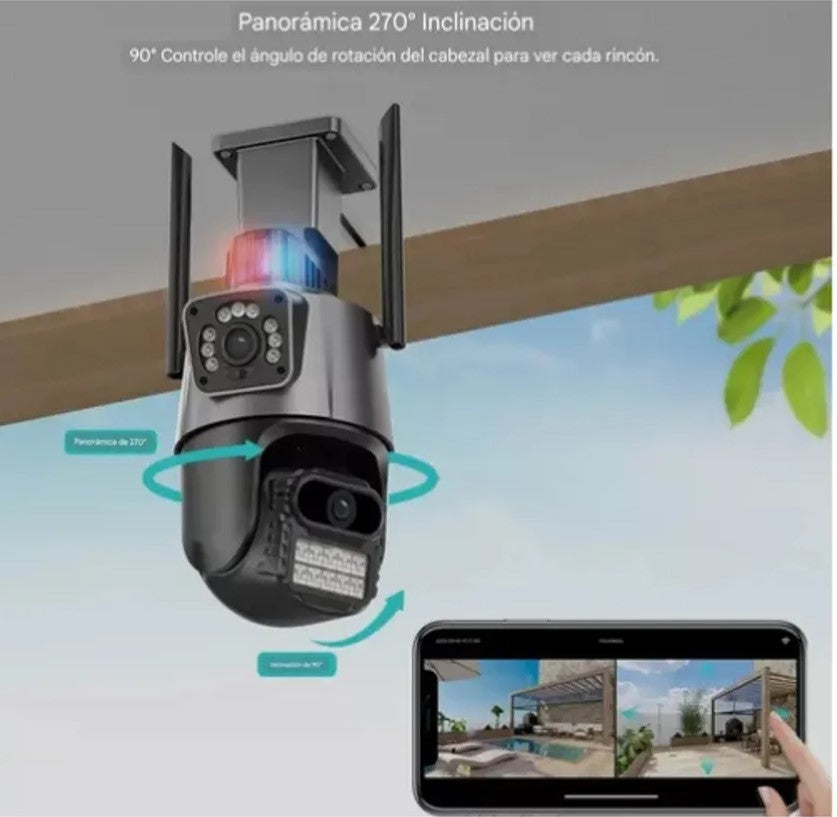 Camara Exterior de Vigilancia Doble Lente FULL
