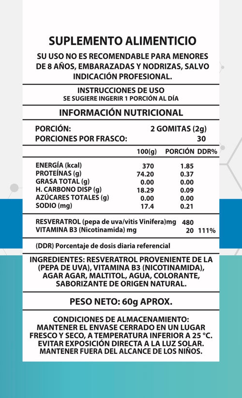 60 GOMITAS NAD+RESVERATROL 1000mg