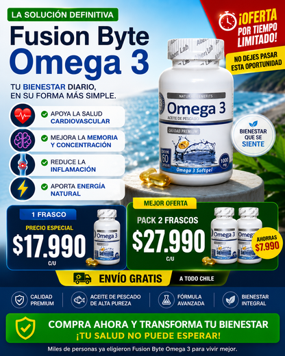 “Omega 3 Premium 1000mg – Energía, Enfoque y Salud Cardiovascular en 1 Cápsula”